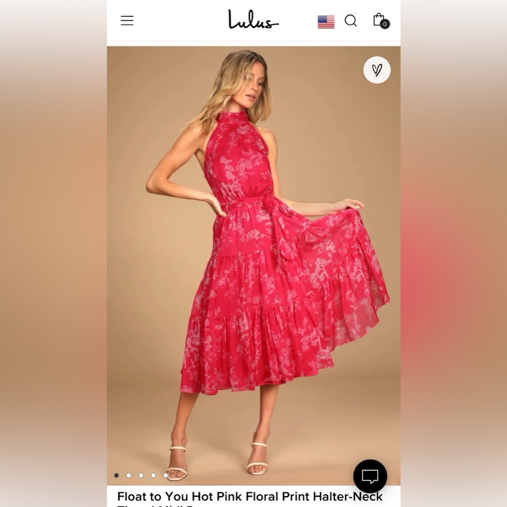 Lulu’s hot pink halter neck dress